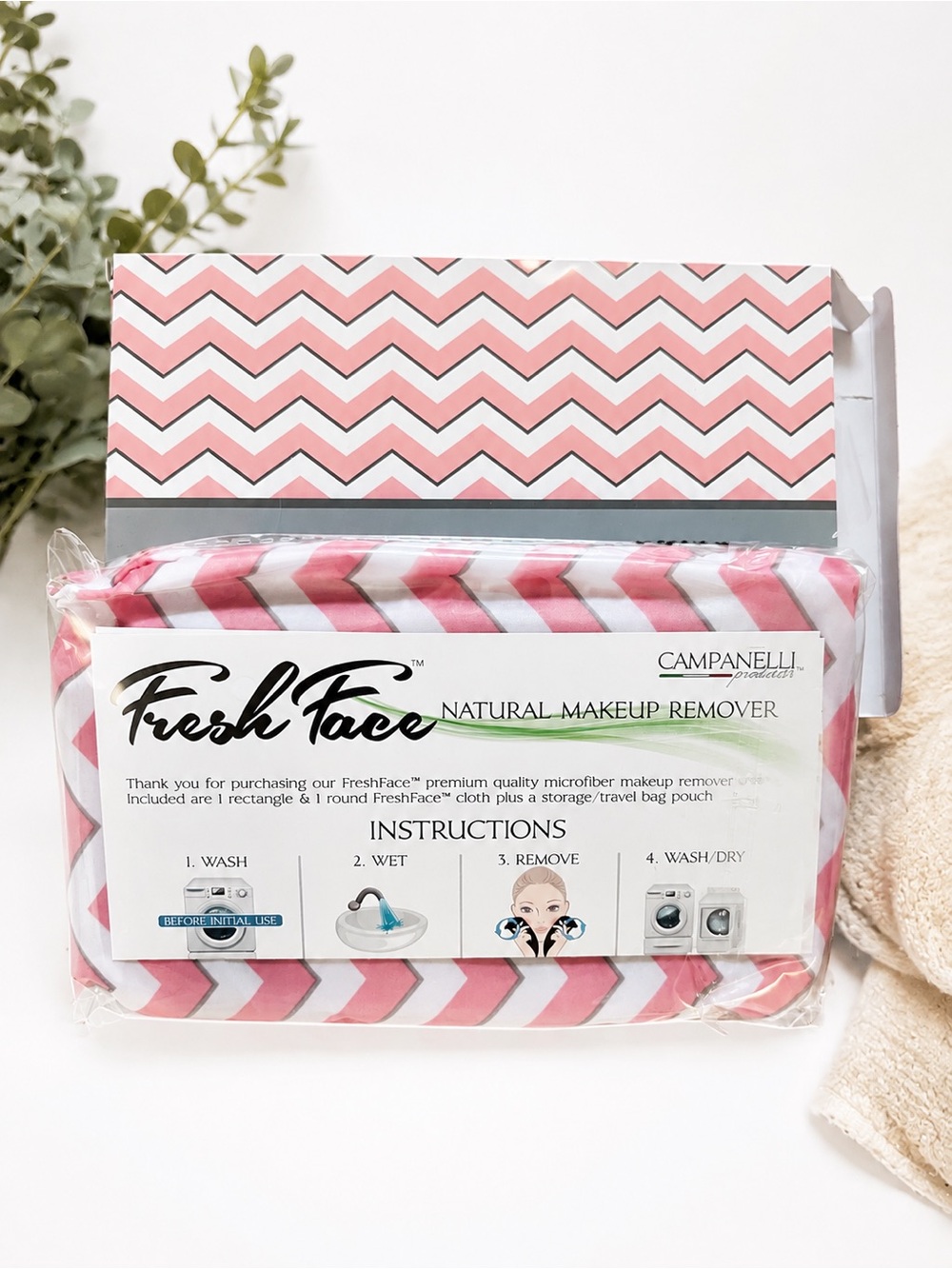 CAMPANELLI FRESH FACE NATURAL MAKE UP REMOVER WASH CLOTH NEW IN BOX